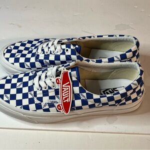 Vans Blue and White Checkerboard Low-Top Sneakers men 10.5/women 12